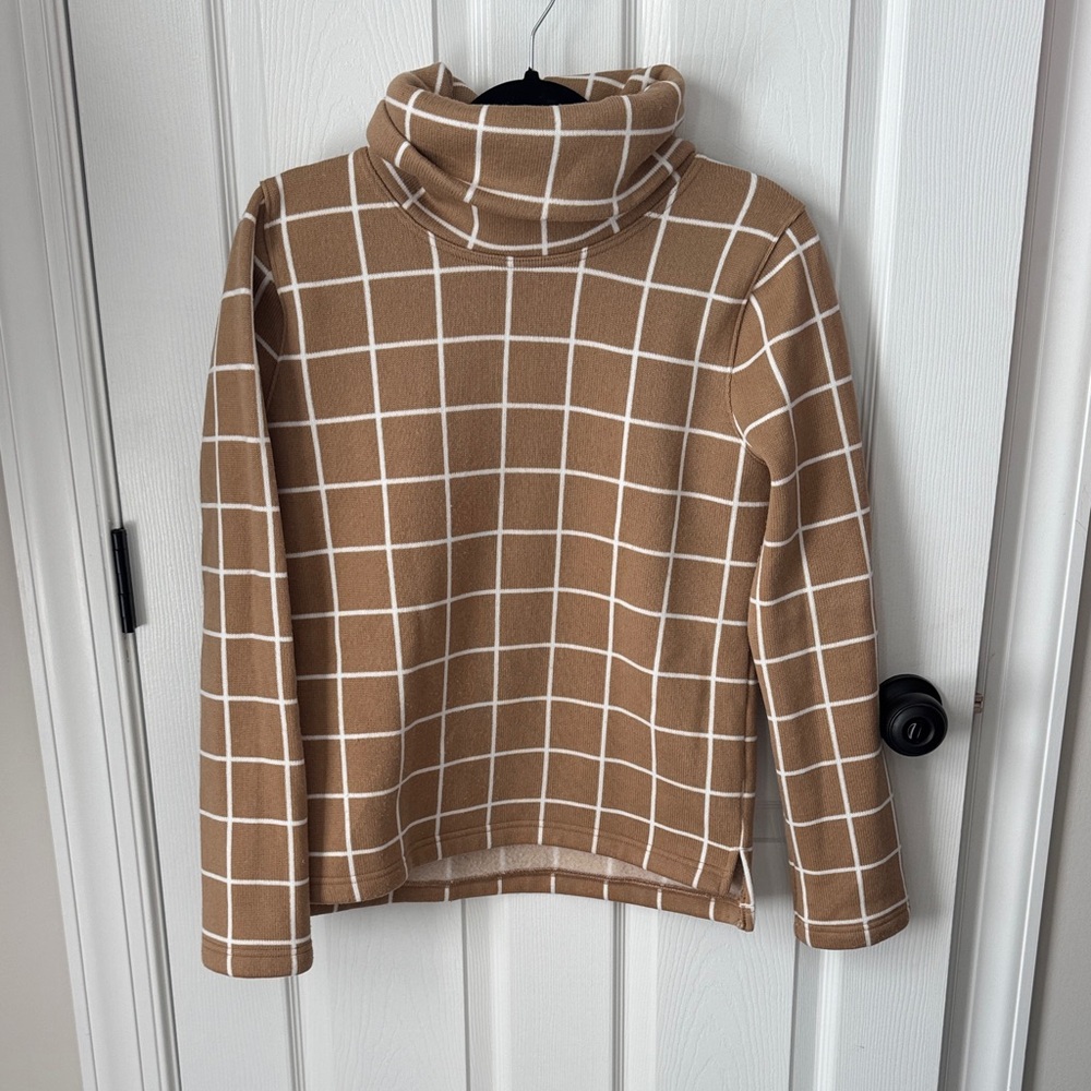 JCrew Women's Tan Grid Sweatshirt